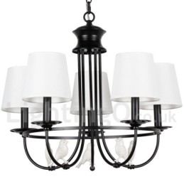 Kronleuchter im Retro-Stil, schwarz, mediterraner Stil, rustikal, modern, Kerzenstil, 5 Lichter