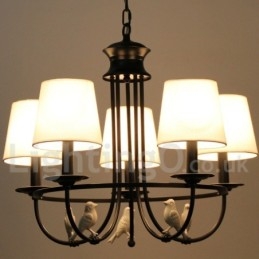 Kronleuchter im Retro-Stil, schwarz, mediterraner Stil, rustikal, modern, Kerzenstil, 5 Lichter