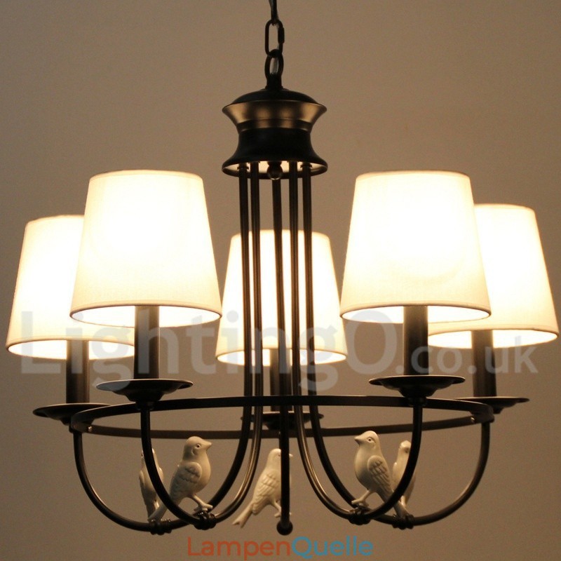 Kronleuchter im Retro-Stil, schwarz, mediterraner Stil, rustikal, modern, Kerzenstil, 5 Lichter