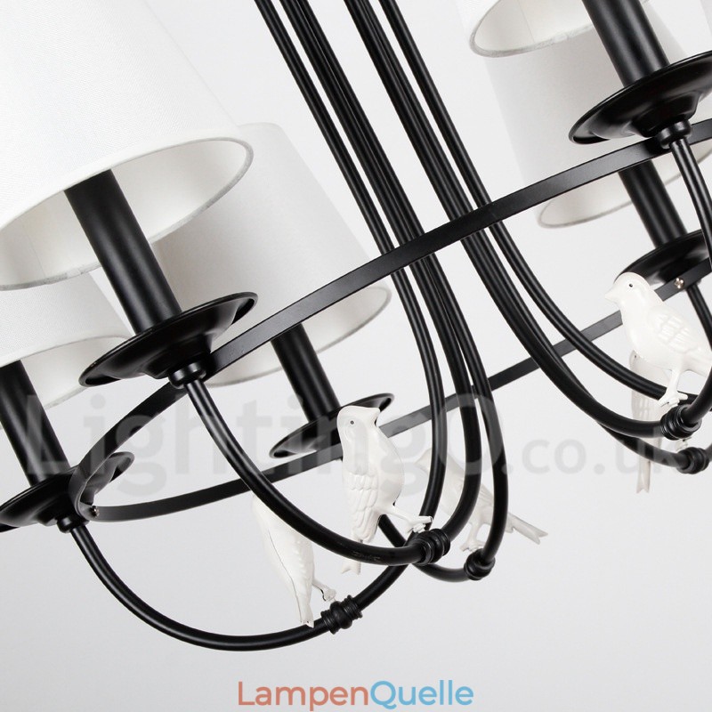 Kronleuchter im Retro-Stil, schwarz, mediterraner Stil, rustikal, modern, Kerzenstil, 5 Lichter