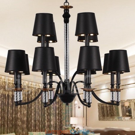 Schwarzer Kronleuchter im Retro-Kerzenstil mit 12 Lichtern Schwarzer Kronleuchter im Retro-Kerzenstil mit 12 Lichtern