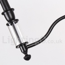 6-flammiger schwarzer Kronleuchter im modernen Retro-Kerzenstil