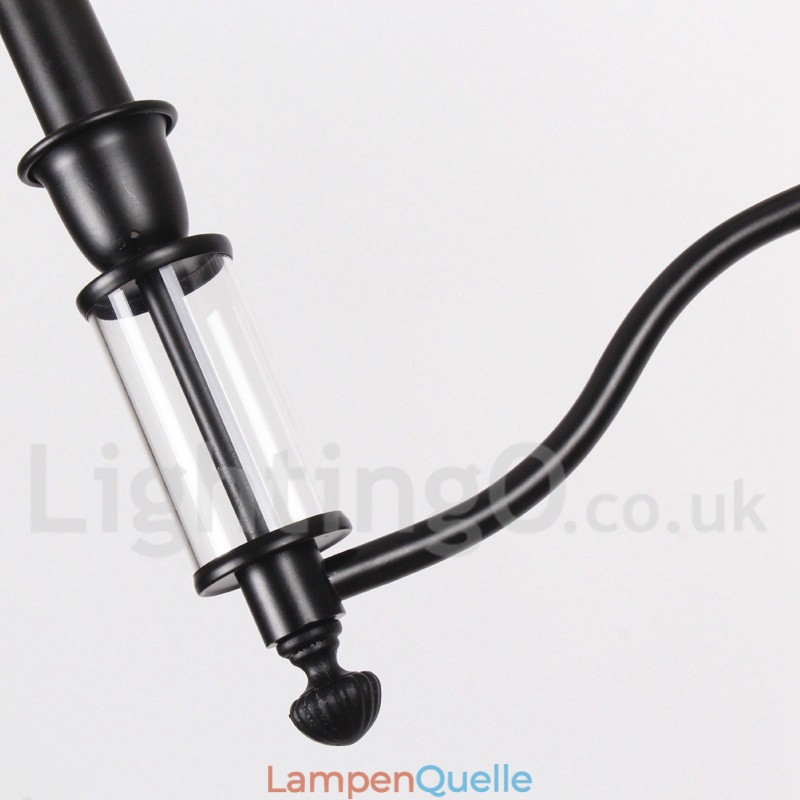 6-flammiger schwarzer Kronleuchter im modernen Retro-Kerzenstil