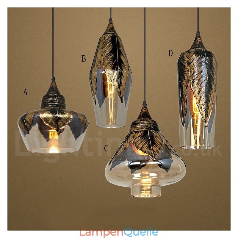 Europäische Retro Glas Pendelleuchte Lounge Pendelleuchte