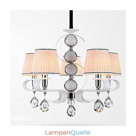 Stoff Kronleuchter 5 Licht High Grade Lampe Weiß Jade Silber Ring Stoff Kronleuchter 5 Licht High Grade Lampe Weiß Jade Silber Ring