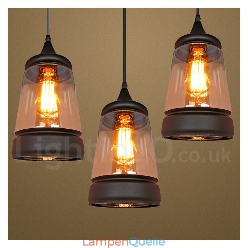 Europäische Retro Lounge Glas Pendelleuchte