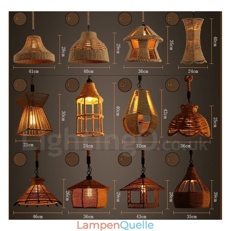 1 Licht Rustikale Lodge Pendelleuchte Cafe Hanfseil Pendelleuchte