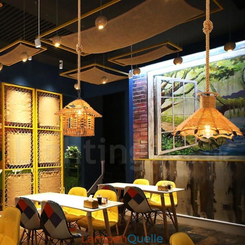 1 Licht Rustikale Lodge Pendelleuchte Cafe Hanfseil Pendelleuchte