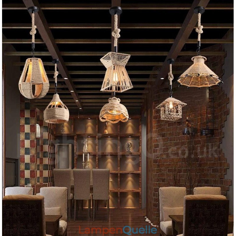 1 Licht Rustikale Lodge Pendelleuchte Cafe Hanfseil Pendelleuchte