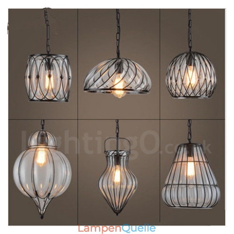 1 Licht Vintage Cafe Glas Pendelleuchte Loft Pendelleuchte