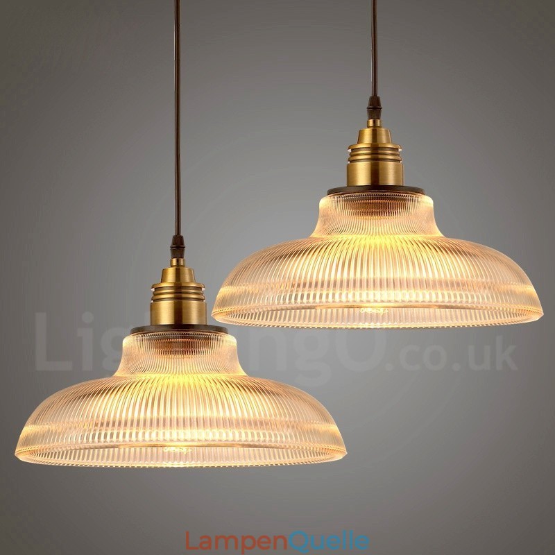 1-flammige Vintage-Pendelleuchte aus Glas
