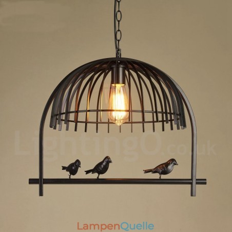 1-flammige Hängeleuchte im Retro-Vogelkäfig-Stil im rustikalen Lodge-Stil mit Stahlschirm 1-flammige Hängeleuchte im Retro-Vogelkäfig-Stil im rustikalen Lodge-Stil mit Stahlschirm