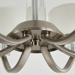 Moderner zeitgenössischer Kristall-Kronleuchter mit 6 Lichtern und Stoffschirm