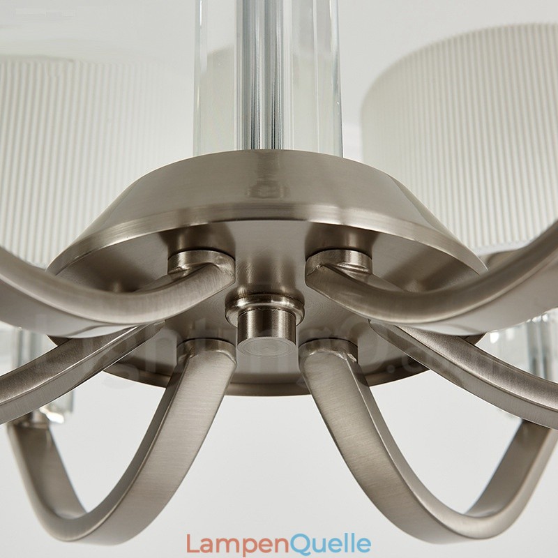 Moderner zeitgenössischer Kristall-Kronleuchter mit 6 Lichtern und Stoffschirm