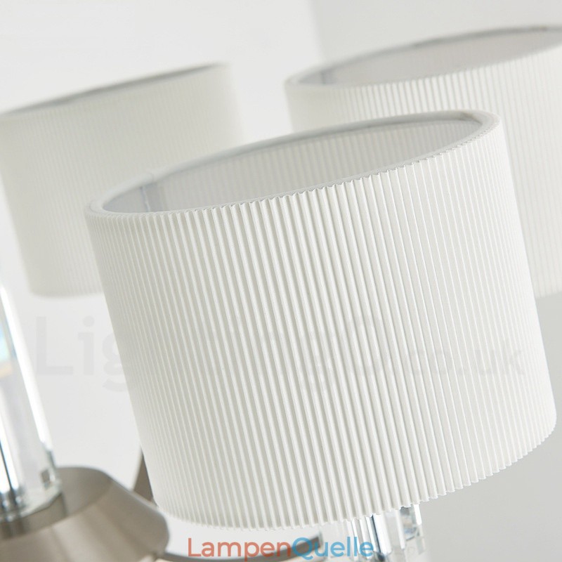 Moderner zeitgenössischer Kristall-Kronleuchter mit 6 Lichtern und Stoffschirm