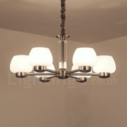 Moderner Kronleuchter mit 6 Lichtern und Glasschirm