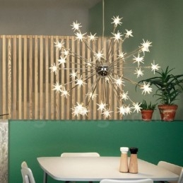 Moderne Pendelleuchte aus Stahl mit 32 Lichtern und Glasschirm