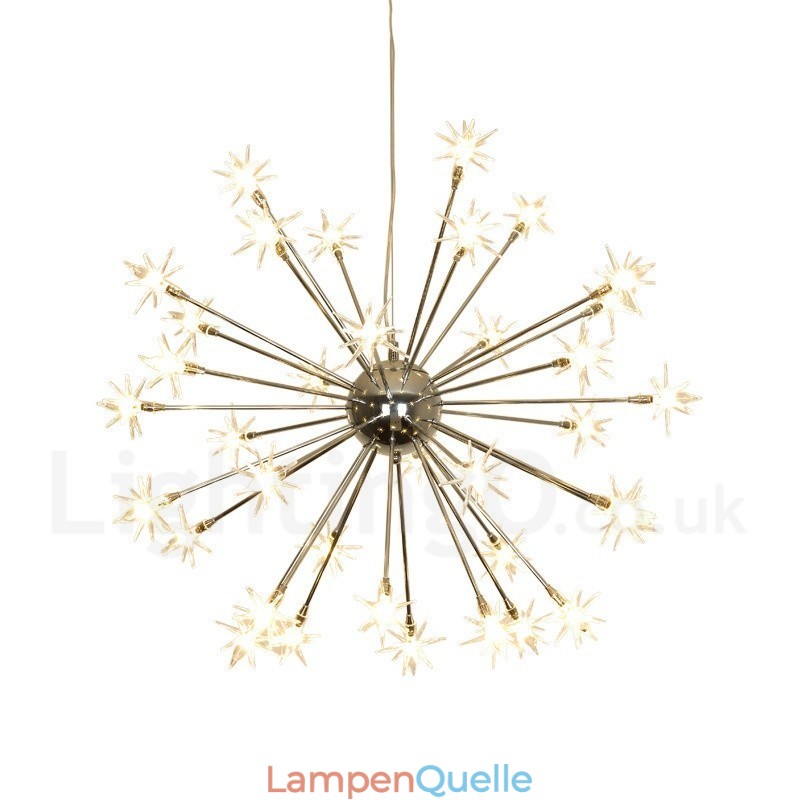 Moderne Pendelleuchte aus Stahl mit 32 Lichtern und Glasschirm