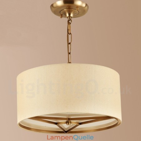 4-flammige Trommel-Pendelleuchte im Retro-Stil, rustikal, luxuriös, Messing, Kronleuchter mit Stoffschirm 4-flammige Trommel-Pendelleuchte im Retro-Stil, rustikal, luxuriös, Messing, Kronleuchter mit Stoffschirm