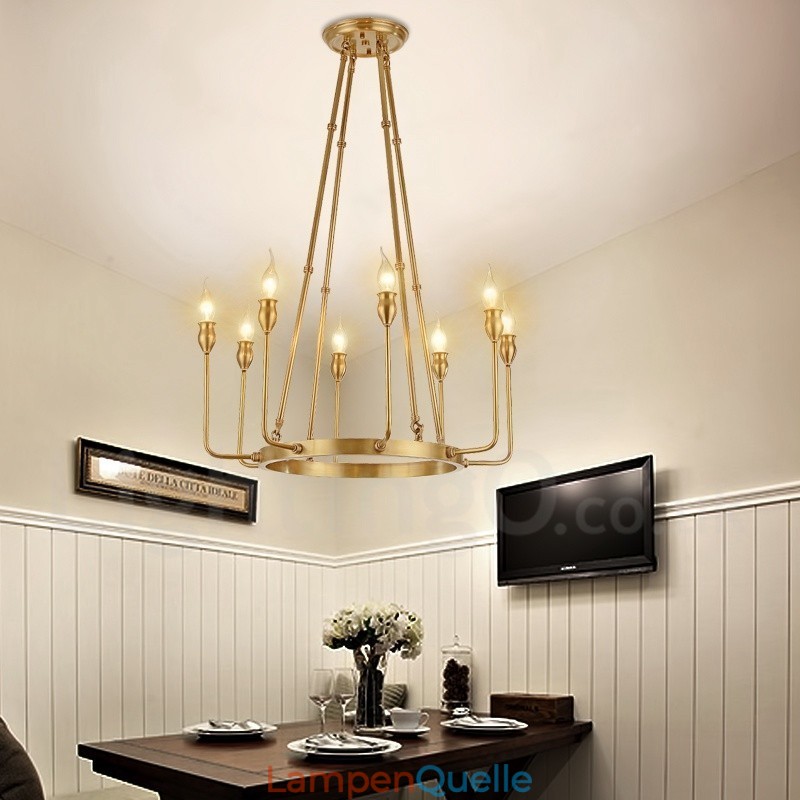 6 Licht 8 Licht Retro Rustikal Luxus Messing Pendelleuchte Kronleuchter