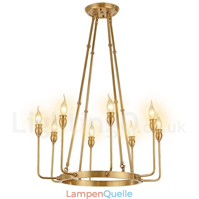 6 Licht 8 Licht Retro Rustikal Luxus Messing Pendelleuchte Kronleuchter