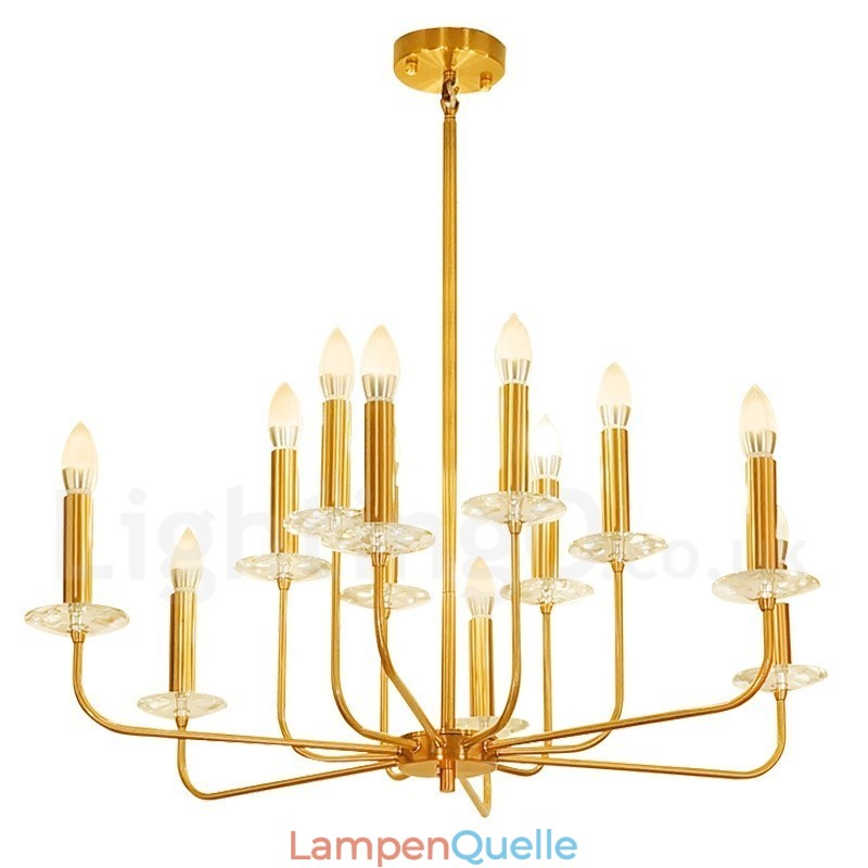 12 Licht Retro Rustikal Luxus Messing Pendelleuchte Kronleuchter