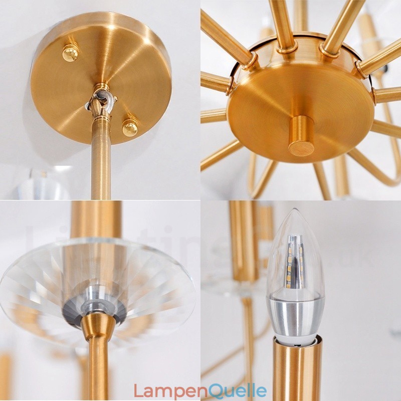 12 Licht Retro Rustikal Luxus Messing Pendelleuchte Kronleuchter