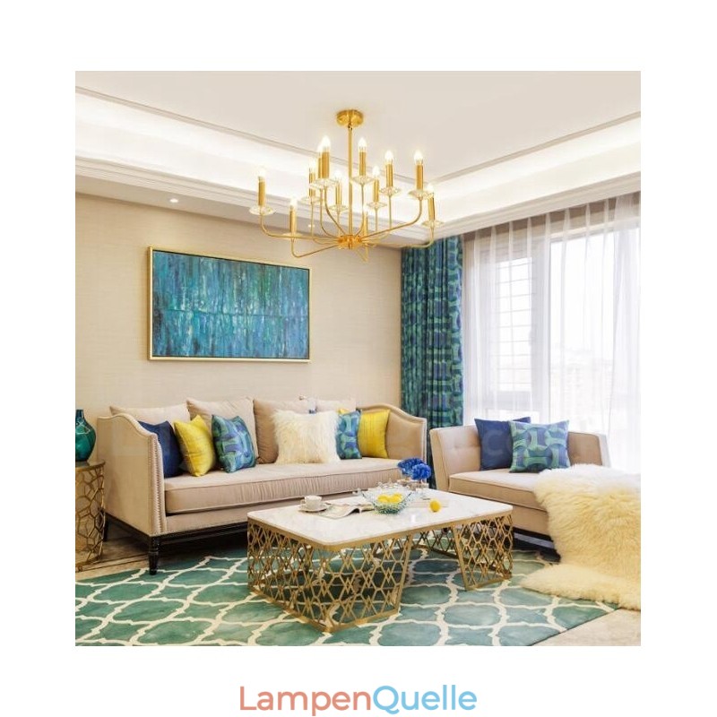 12 Licht Retro Rustikal Luxus Messing Pendelleuchte Kronleuchter