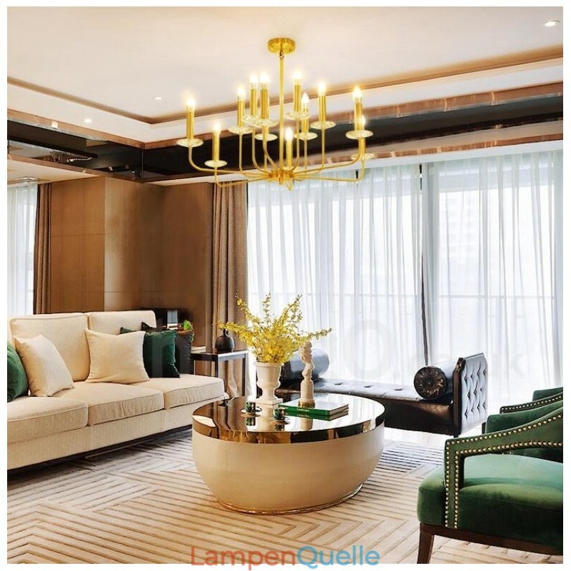 12 Licht Retro Rustikal Luxus Messing Pendelleuchte Kronleuchter