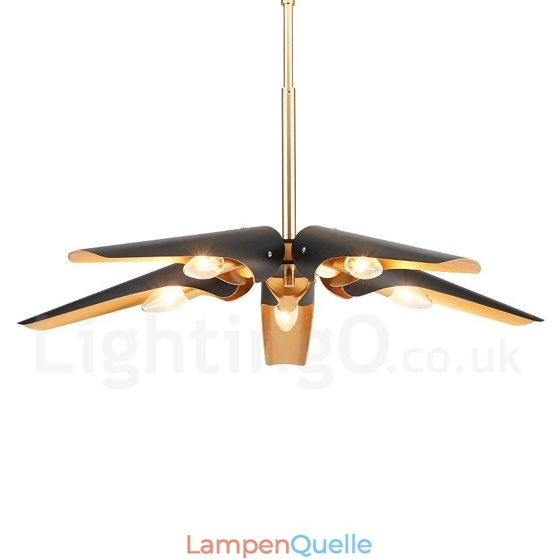 5-flammiger Retro-Pendelleuchter im rustikalen Stil aus Aluminiumlegierung mit Lampenschirm aus Aluminiumlegierung