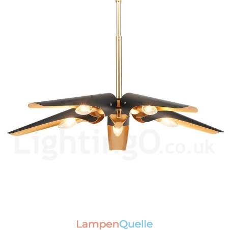 5-flammiger Retro-Pendelleuchter im rustikalen Stil aus Aluminiumlegierung mit Lampenschirm aus Aluminiumlegierung