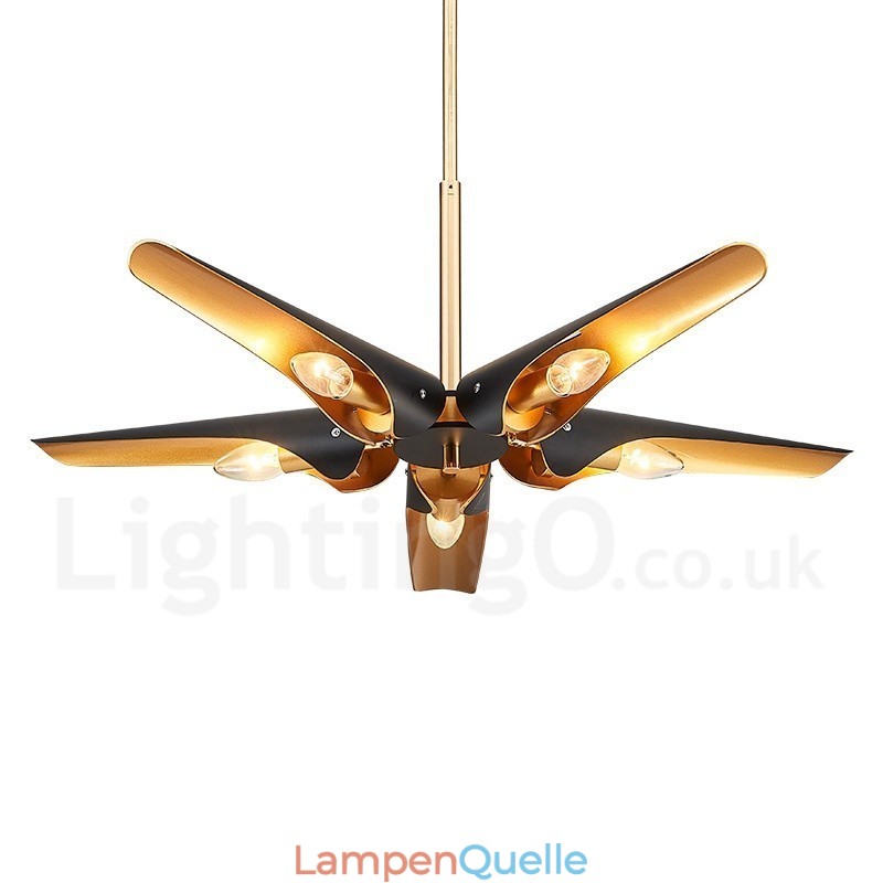 5-flammiger Retro-Pendelleuchter im rustikalen Stil aus Aluminiumlegierung mit Lampenschirm aus Aluminiumlegierung