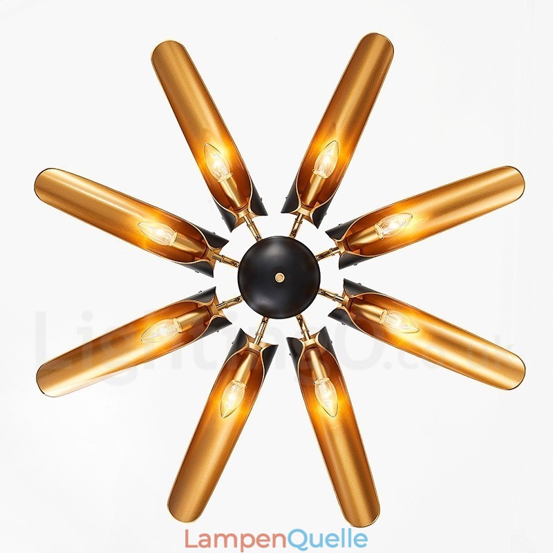 8-flammiger Retro-rustikaler Luxus-Pendelleuchter aus Aluminiumlegierung mit Lampenschirm aus Aluminiumlegierung