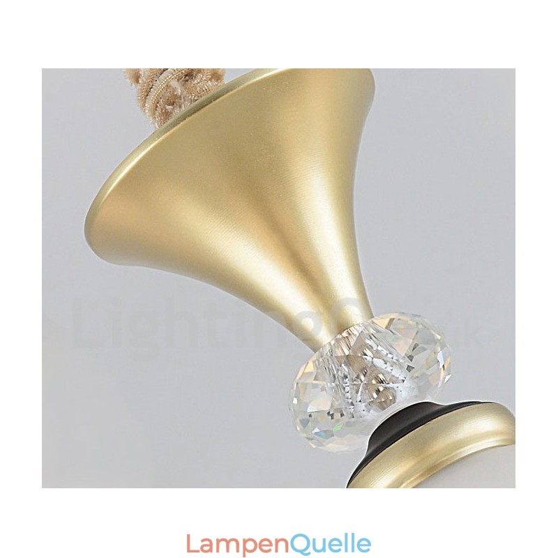 8-flammige Retro-Pendelleuchte im rustikalen Stil mit Kristallglasschirm