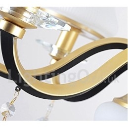 Retro Rustikaler Luxus Kristall Pendelleuchte Kronleuchter mit Glasschirm