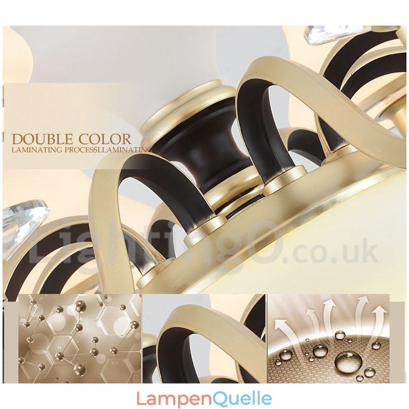 Retro Rustikaler Luxus Kristall Pendelleuchte Kronleuchter mit Glasschirm