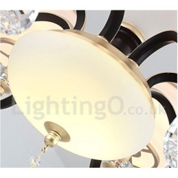 Retro Rustikaler Luxus Kristall Pendelleuchte Kronleuchter mit Glasschirm