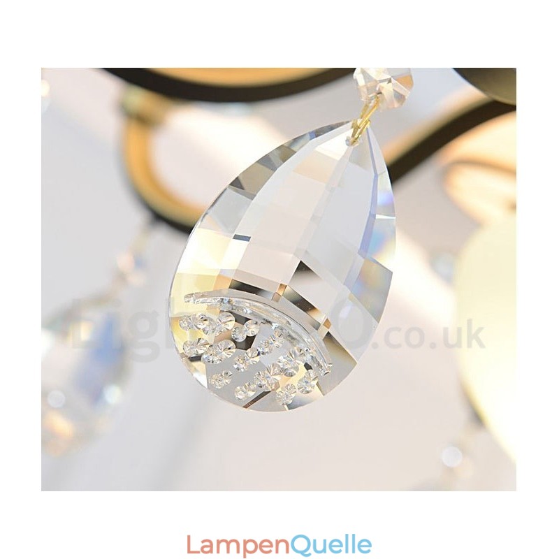 12-flammige Retro-Pendelleuchte aus Kristall mit rustikalem Luxus-Glasschirm