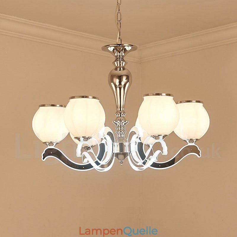 6-flammige, moderne, luxuriöse Pendelleuchte mit Glasschirm