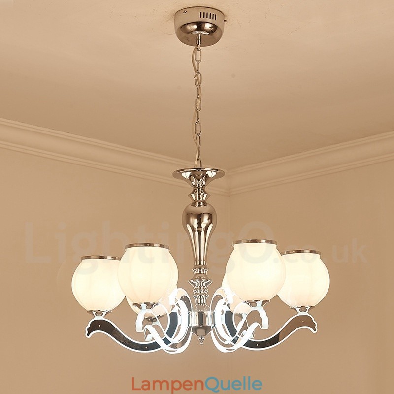 6-flammige, moderne, luxuriöse Pendelleuchte mit Glasschirm
