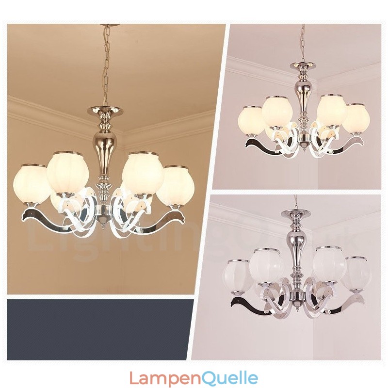6-flammige, moderne, luxuriöse Pendelleuchte mit Glasschirm