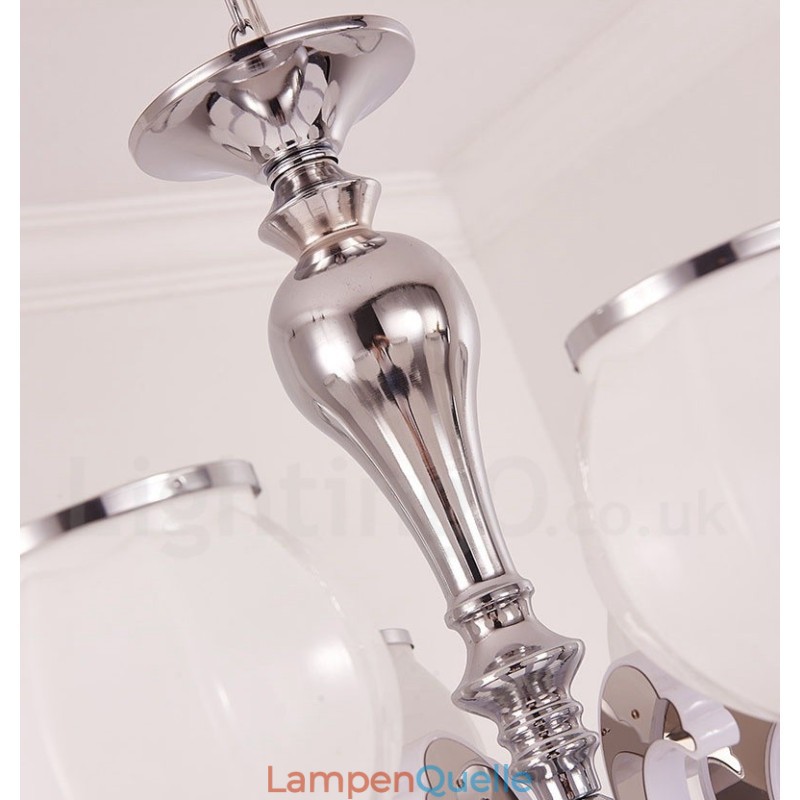 6-flammige, moderne, luxuriöse Pendelleuchte mit Glasschirm