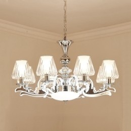 Retro Rustikaler Luxus Kristall Pendelleuchte Kronleuchter mit Glasschirm