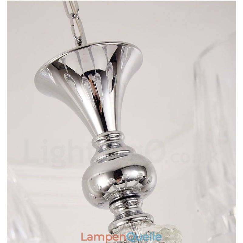 Retro Rustikaler Luxus Kristall Pendelleuchte Kronleuchter mit Glasschirm