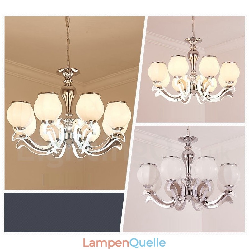 8-flammige, moderne, luxuriöse Pendelleuchte mit Glasschirm