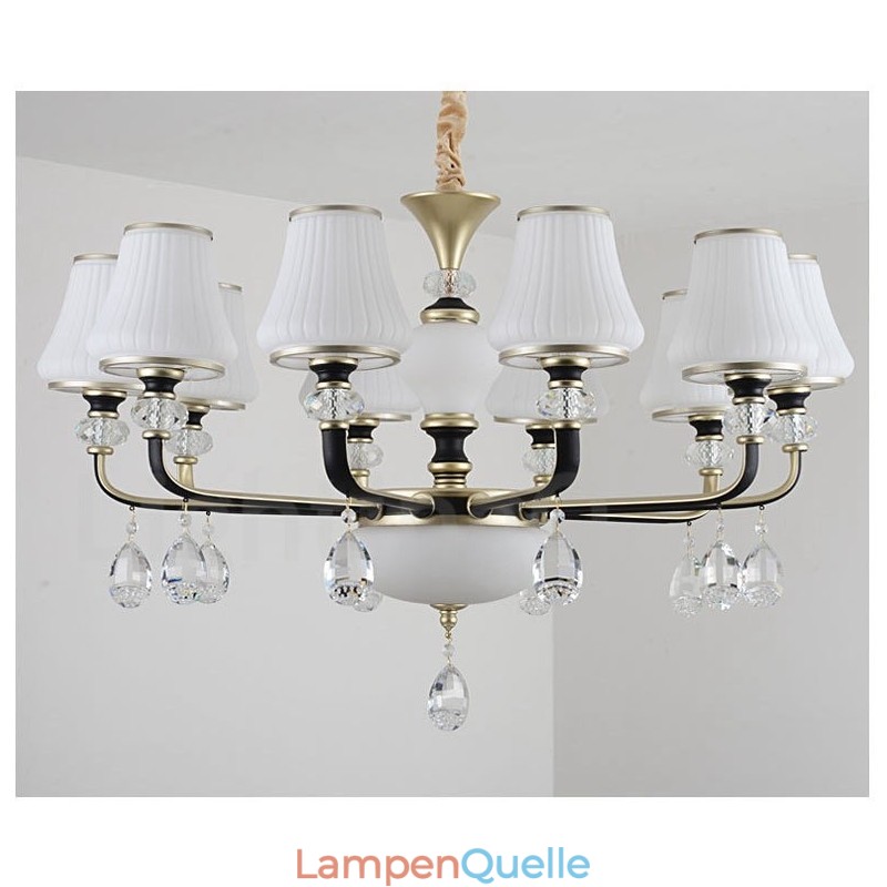 Moderne zeitgenössische Retro Luxus Kristall Pendelleuchte Kronleuchter mit Glasschirm