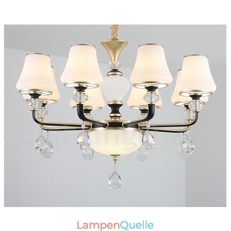 Moderne zeitgenössische Retro Luxus Kristall Pendelleuchte Kronleuchter mit Glasschirm
