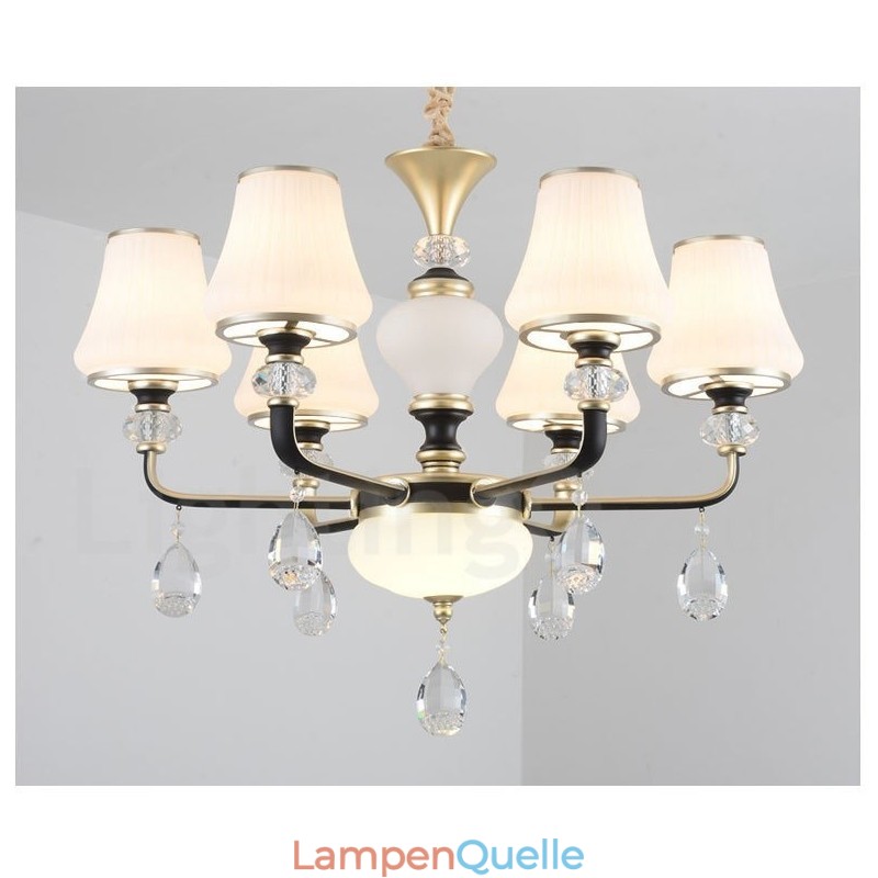 Moderne zeitgenössische Retro Luxus Kristall Pendelleuchte Kronleuchter mit Glasschirm