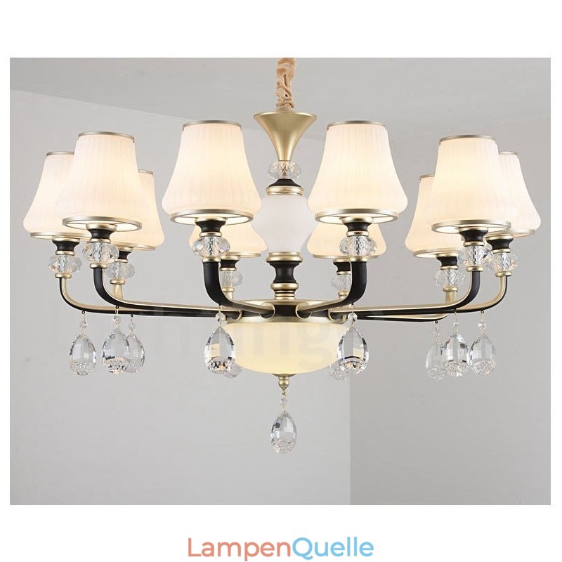 Moderne zeitgenössische Retro Luxus Kristall Pendelleuchte Kronleuchter mit Glasschirm