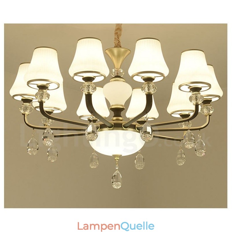 Moderne zeitgenössische Retro Luxus Kristall Pendelleuchte Kronleuchter mit Glasschirm